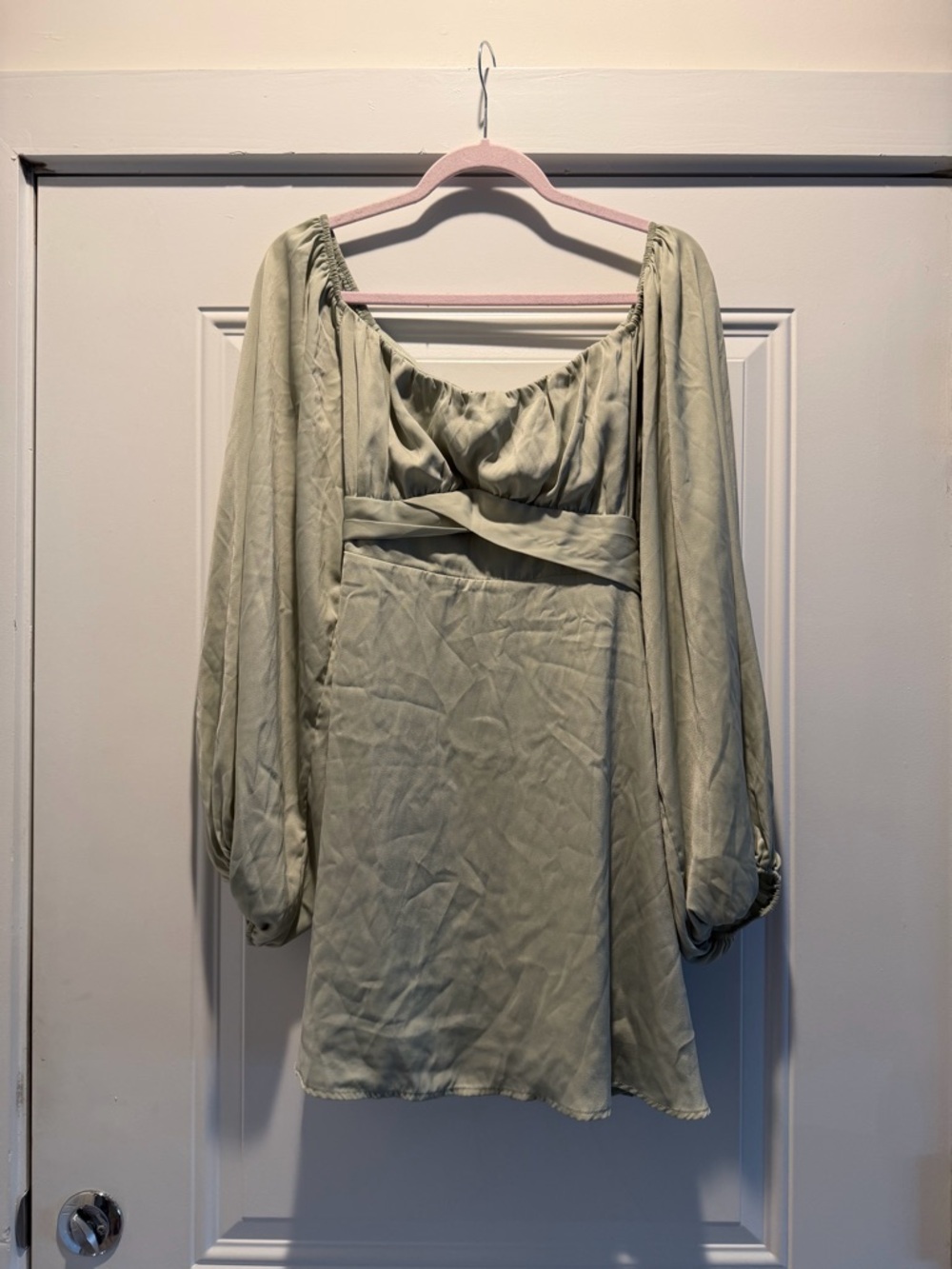 Altar'd State Misty Sage Ruched Mini Dress